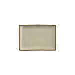 Ikona apo Πιατέλα ορθογώνια πορσελάνης 21x10cm, Γκρίζο-Μπεζ με ρίγα, σειρά OPERA, LUKANDA