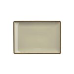 Ikona apo Πιατέλα ορθογώνια πορσελάνης 27x16cm, Γκρίζο-Μπεζ με ρίγα, σειρά OPERA, LUKANDA