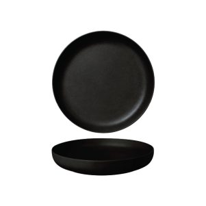Ikona apo Πιάτο Βαθύ Πορσελάνης, φ21.5cm, μαύρο ματ σαγρέ, Σειρά Fine Plus, BARALEE