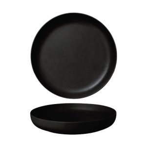 Ikona apo Πιάτο Βαθύ Πορσελάνης, φ25.5cm, μαύρο ματ σαγρέ, Σειρά Fine Plus, BARALEE