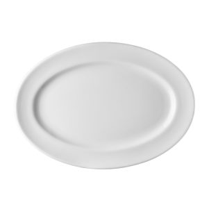 Ikona apo Πιάτο Οβαλ πορσελάνης 36cm, Σειρά VECTOR, λευκό, LUKANDA
