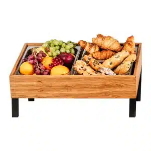Ikona apo Κουτί μπουφέ GN1/1xΥ10cm, ξύλινο δρυς, με 4 κοντά μαγνητικά πόδια, Bisetti