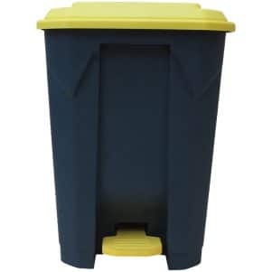 Ikona apo Κάδος πλαστικός 100Lt, με πεντάλ (χωρίς ρόδες), 49.3x47.5xΥ84cm, 4.8Kg, γκρι με κίτρινο καπάκι