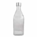 ΠΕΡΙΓΡΑΦΗ ΑΠΟ Μπουκάλι γυάλινο τετράγωνο με ρίγες, 1Lt, με καπάκι μεταλλικό