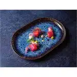 Πιατέλα Stoneware οβάλ 28x19.5cm, Σειρά Selene, μαύρο/μπλε με reactive γυάλωμα, InSitu - Σετ 4 τεμαχίων - Image 2