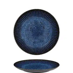 ΠΕΡΙΓΡΑΦΗ ΑΠΟ Πιάτο Stoneware ρηχό φ27cm, Σειρά Selene, μαύρο/μπλε με reactive γυάλωμα, InSitu