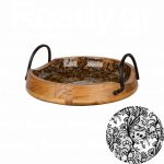 ΠΕΡΙΓΡΑΦΗ ΑΠΟ Ξύλινος δίσκος με χερούλια, φ30xΥ12.5cm, Ακακία σε φυσική απόχρωση, με μαύρο τυπωμένο σχέδιο