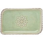 Πιατέλα ορθογώνια πορσελάνης πράσινη Σειρά Rome 30x17,5cm-BYBONE Σετ 6 τεμαχίων