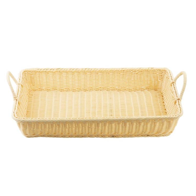 ΠΕΡΙΓΡΑΦΗ ΑΠΟ kalathi rattan apo pp hand woven me 2 xeroulia,60x38xy14cm,anoixti apoxrosi tablecraft