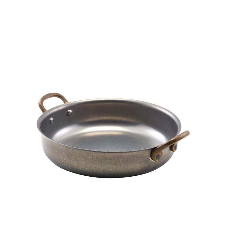 αγανάκι Ανοξείδωτο βαρέως τύπου σε Vintage matt satin φινίρισμα με μπρούτζινα χερούλια