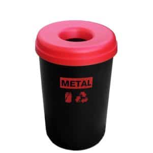 ΠΕΡΙΓΡΑΦΗ ΑΠΟ kados anakiklosis plastikos mavros,60lt,me etiketa metal & kokkino kapaki