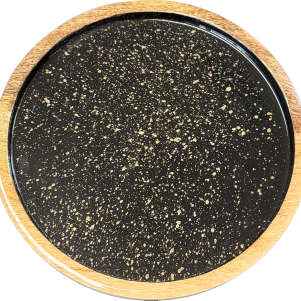 Πιάτο κάθετο ξύλο με μαύρο PE Φ25/Υ2,5cm Gold Spots-Prestige