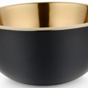 Μπωλ inox διπλότοιχο μαύρο/χρυσό Φ20x9,5cm -GTSA