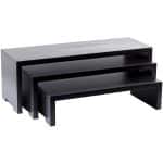 ΠΕΡΙΓΡΑΦΗ ΑΠΟ stant/riser xilina,set 3 tmx,xroma mavro,44x18x11.5cm/48.5x18x15.5cm/56x18x18cm,tablecraft