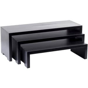 ΠΕΡΙΓΡΑΦΗ ΑΠΟ stant/riser xilina,set 3 tmx,xroma mavro,44x18x11.5cm/48.5x18x15.5cm/56x18x18cm,tablecraft