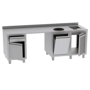 ΠΕΡΙΓΡΑΦΗ ΑΠΟ ermario kafe-bar station me thesi psigeiou,gourna,rinser,aporrimmata,sirtarierakafe 200x70x92cm-prochef ecoline