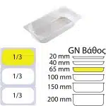 ΠΕΡΙΓΡΑΦΗ ΑΠΟ doxeio trofimon pp,diafano,xoris kapaki,gn 1/3(176x325mm)-ipsos 65mm
