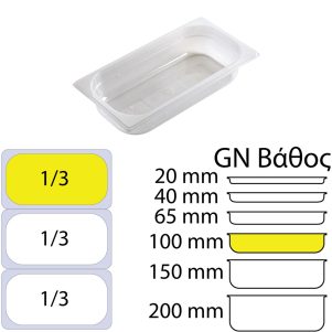 ΠΕΡΙΓΡΑΦΗ ΑΠΟ doxeio trofimon pp,diafano,xoris kapaki,gn 1/3(176x325mm)-ipsos 100mm