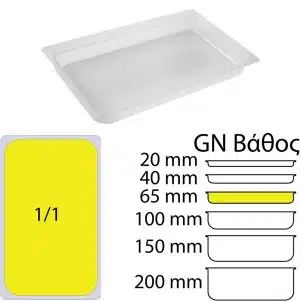 ΠΕΡΙΓΡΑΦΗ ΑΠΟ doxeio trofimon pp,diafano,xoris kapaki,gn1/1(325x530mm)-ipsos 65mm