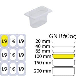 ΠΕΡΙΓΡΑΦΗ ΑΠΟ doxeio trofimon pp,diafano,xoris kapaki,gn1/9(108x176mm)-ipsos 100mm