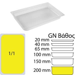 ΠΕΡΙΓΡΑΦΗ ΑΠΟ doxeio trofimon pp,diafano,xoris kapaki,gn1/1(325x530mm)-ipsos 200mm