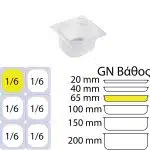 ΠΕΡΙΓΡΑΦΗ ΑΠΟ doxeio trofimon pp,diafano,xoris kapaki,gn 1/6(162x176mm)-ipsos 65mm