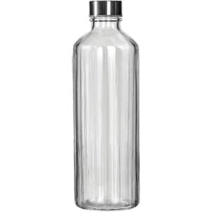 ΠΕΡΙΓΡΑΦΗ ΑΠΟ gialino mpoukali 1000ml sxedio me kathetes grammes,me inox kapaki,wate rvertis,f8.5x26.5cm,uniglass