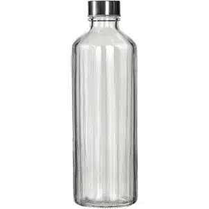ΠΕΡΙΓΡΑΦΗ ΑΠΟ gialino mpoukali 1000ml sxedio me kathetes grammes,me inox kapaki,wate rvertis,f8.5x26.5cm,uniglass